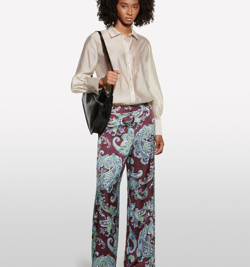 Pantalon coupe décontractée à motif cachemire - pantalons palazzo pour femme - Multi-color | Sisley image number 1